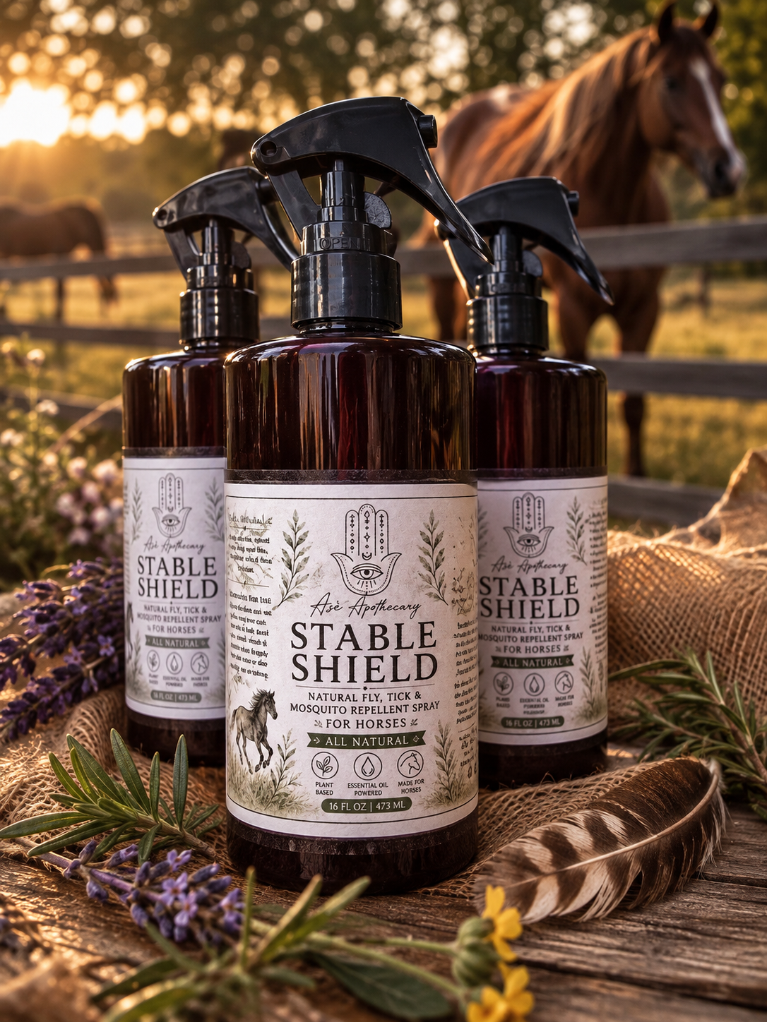 Stable Shield All Natural Horse Fly, Tick & Mosquito Repellent Spray