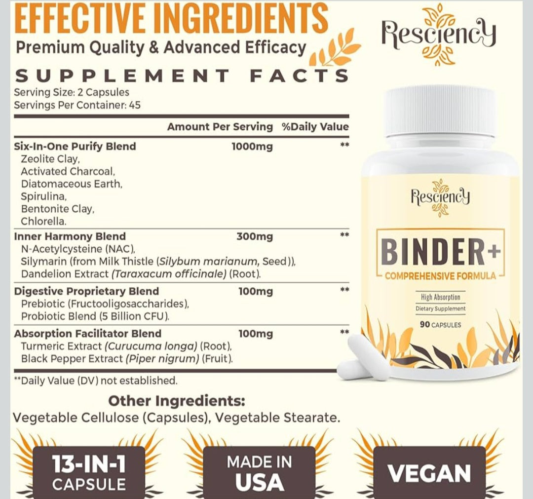 Asè Apothecary Binder+ Detox Support - 90 Capsules